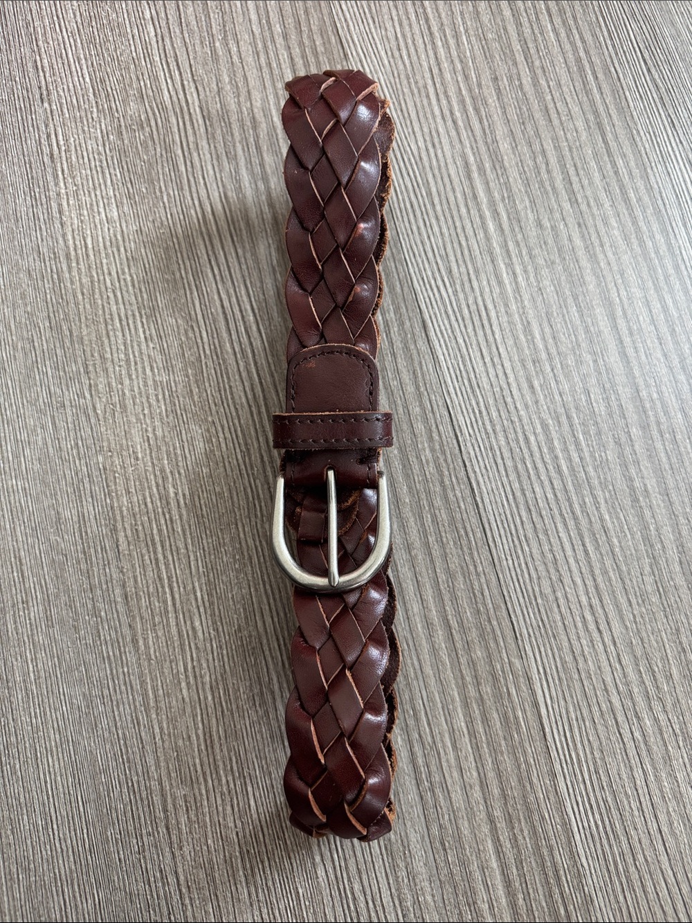Dark Brown Leather Braided Belt - AEO Live Your Life - 40” Length